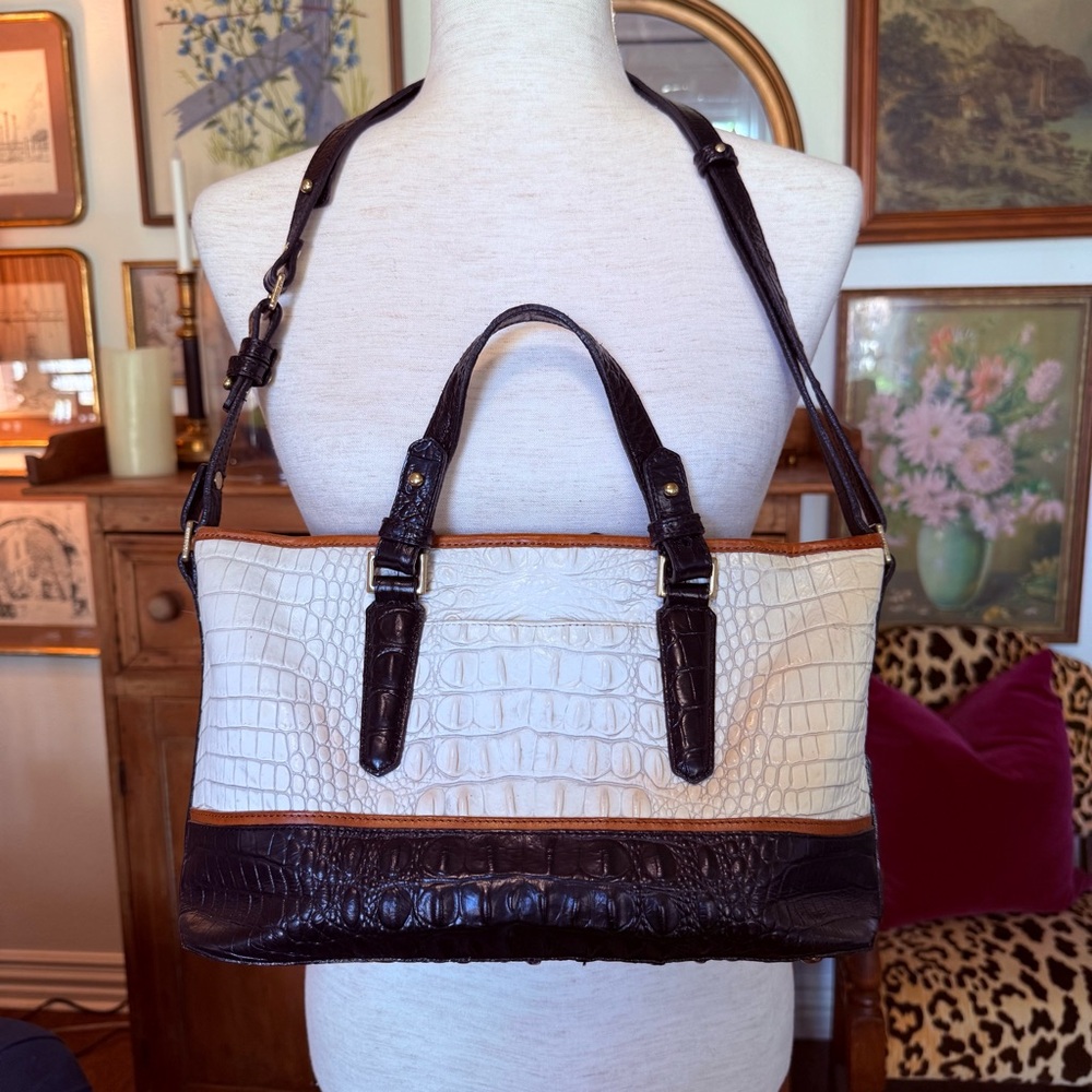 Brahmin Mini Asher Sugar Tri Leather Croc Embossed Bag - Picture 4 of 14